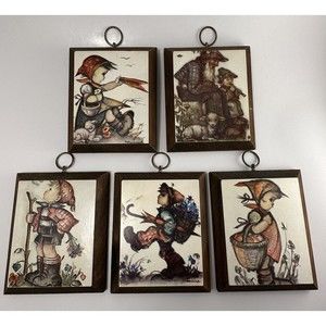 Vintage Hummel Wooden Wall Plaques Set Of 5